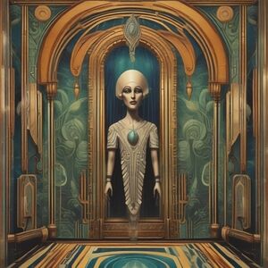 Art Deco Wall Print with Gold and Teal Accents